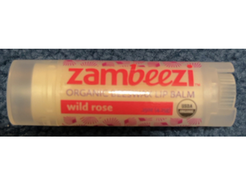 Zambeezi Organic Beeswax Lip Balm, Wild Rose, 0.15 oz/4.25 g