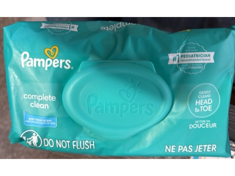 Pampers Complete Clean Baby Wipes, Baby Fresh Scent, 72 Count