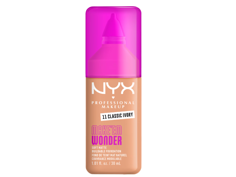 Nyx Make 'Em Wonder Soft Matte Foundation, 11 Classic Ivory, 1.01 fl oz/30 mL