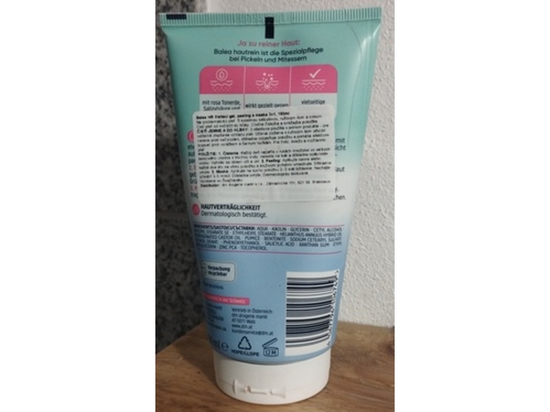 Balea 3 In 1 Facial Cleanser, Scrub & Mask, 150 mL