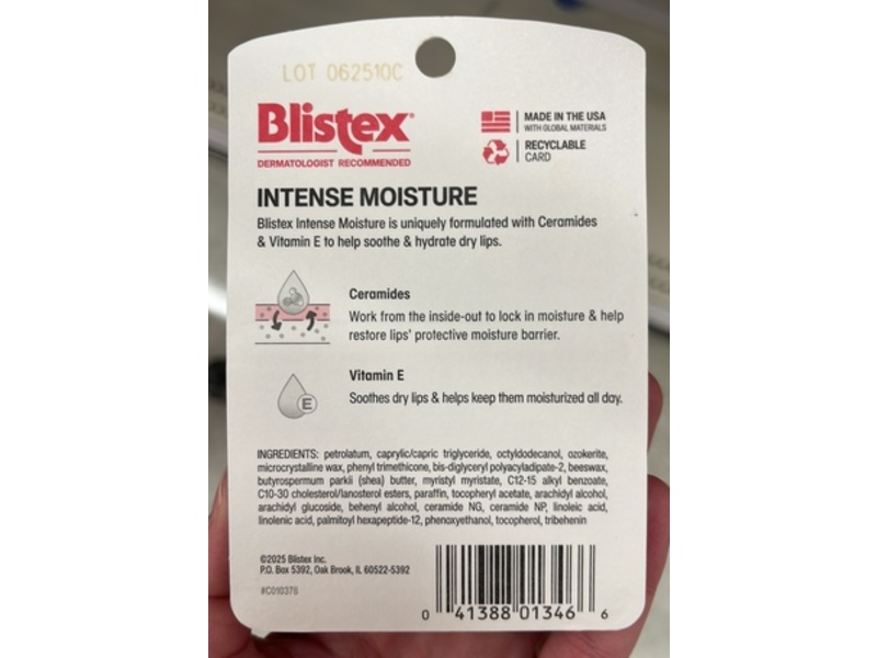Blistex Intense Lip Moisture, 0.13 oz/3.69 g, Pack Of 2