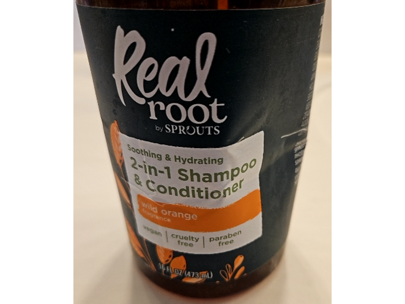 Real Root By Sprouts Soothing & Hydrating 2-In-1 Shampoo & Conditioner, Wild Orange, 16 fl oz/473 mL