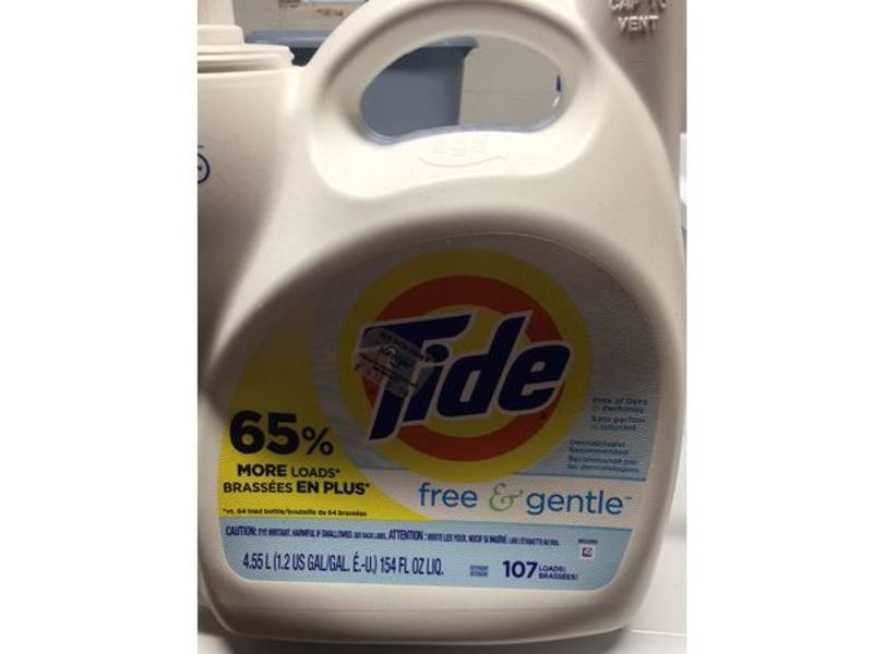 Tide Laundry Detergent, Free & Gentle, 107 Loads, 154 fl oz/4.55 L