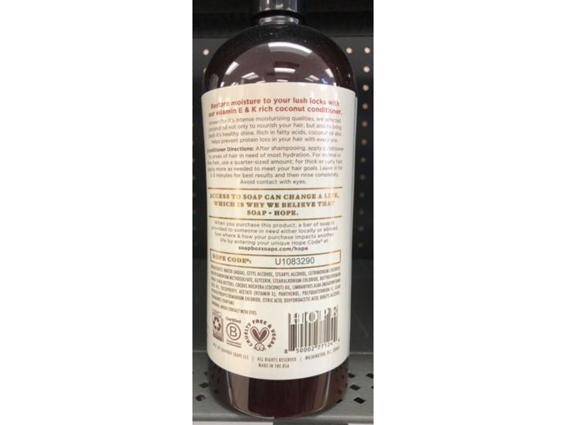 Soapbox Conditioner, Coconut Oil, 33.8 fl oz/1 L