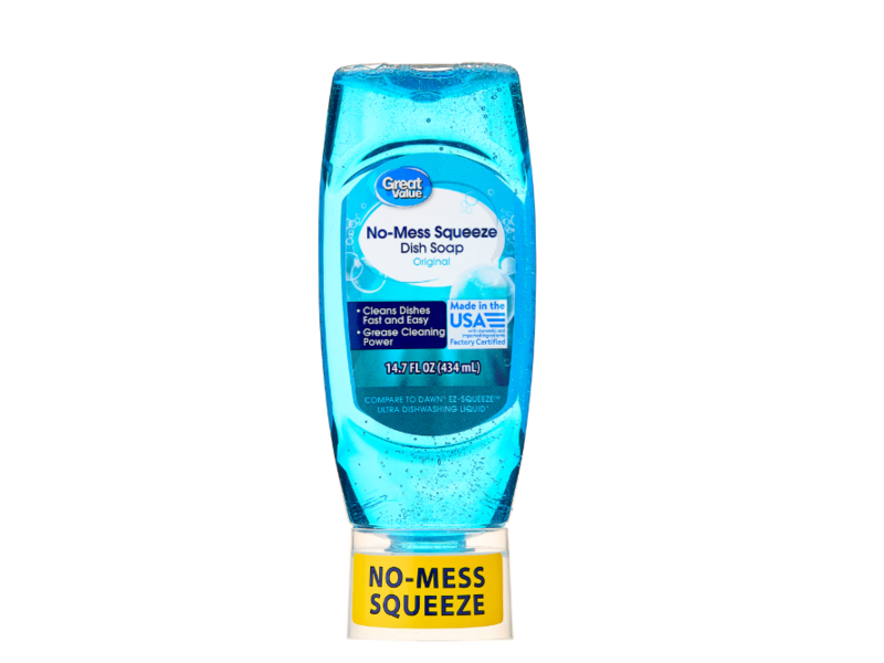 Great Value No-Mess Squeeze Dish Soap, Original, 14.7 fl oz/434 mL