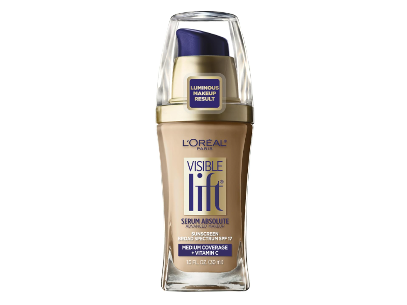 L'Oreal Paris Visible Lift Serum Absolute, Natural Beige, SPF 17, Medium Coverage + Vitamin C, 1 fl oz/30 mL