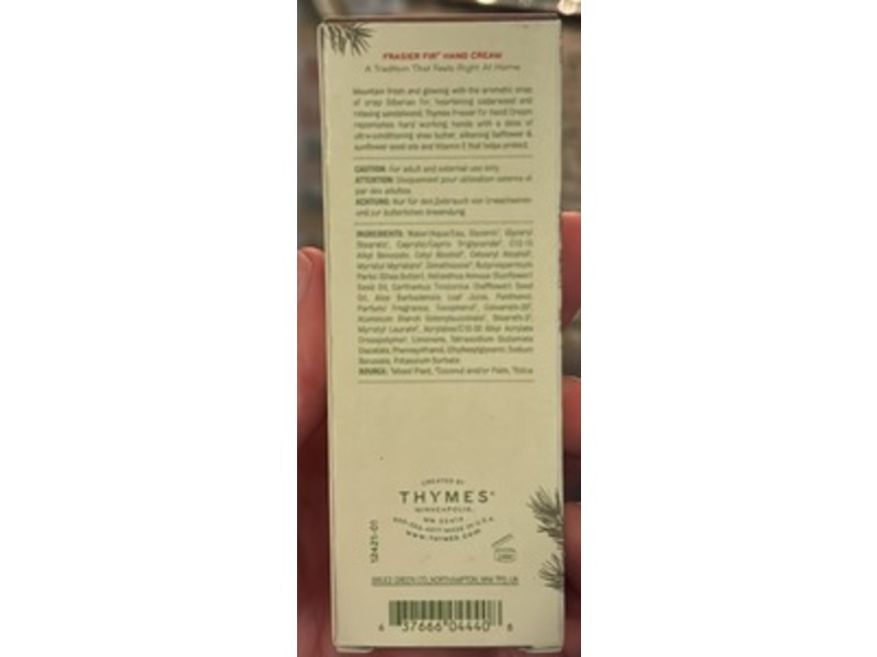 Thymes Hand Cream, Frasier Fir, 1 fl oz/30 mL