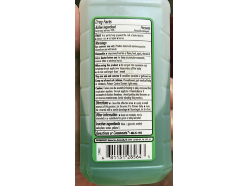 Equate First Aid Antiseptic, 70% Isopropyl Alcohol, Wintergreen & Glycerin, 16 fl oz/473 mL