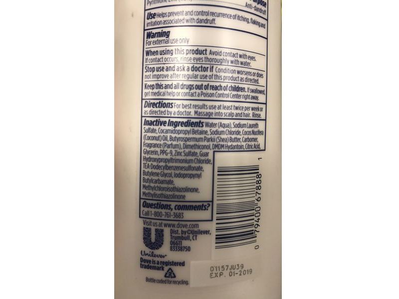 Dove Dermacare Scalp Anti-Dandruff Shampoo, Dryness & Itch Relief, 12 fl oz/355 mL