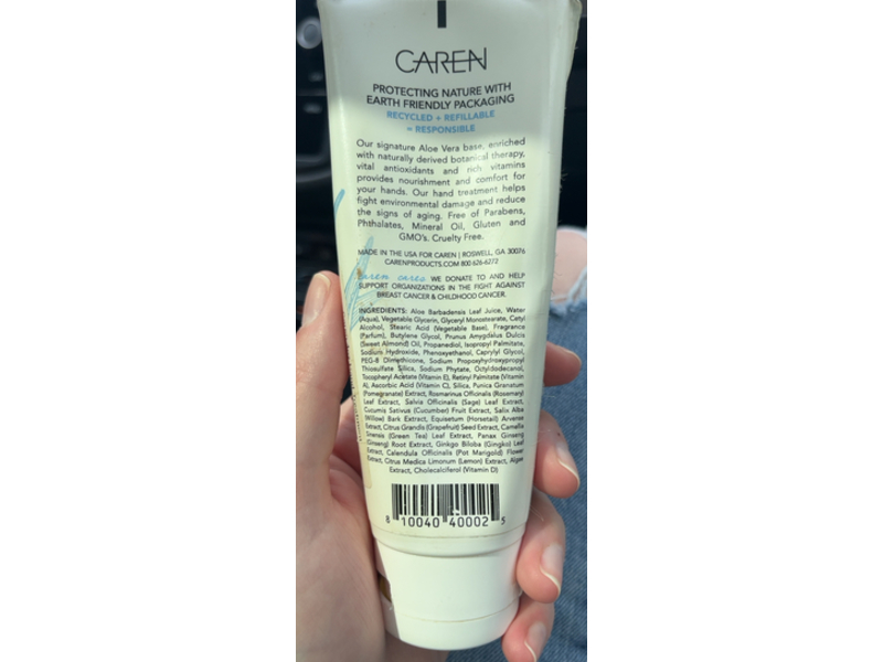 Caren Hand Treatment, Blue Linen Aloe Vera + Botanicals, 4 oz/118 mL