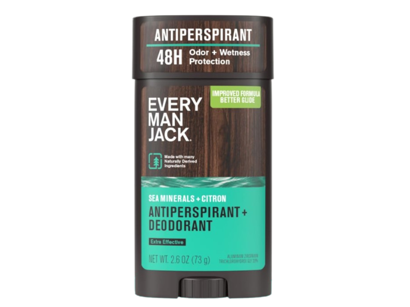 Every Man Jack Antiperspirant + Deodorant, Sea Minerals And Citron, 2.6 oz/73 g, Pack of 2