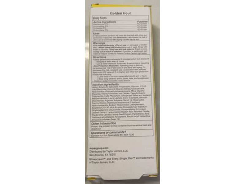 Supergoop! Glow Screen Sunscreen, Golden Hour, SPF 40, PA+++, 1.7 fl oz/50 mL