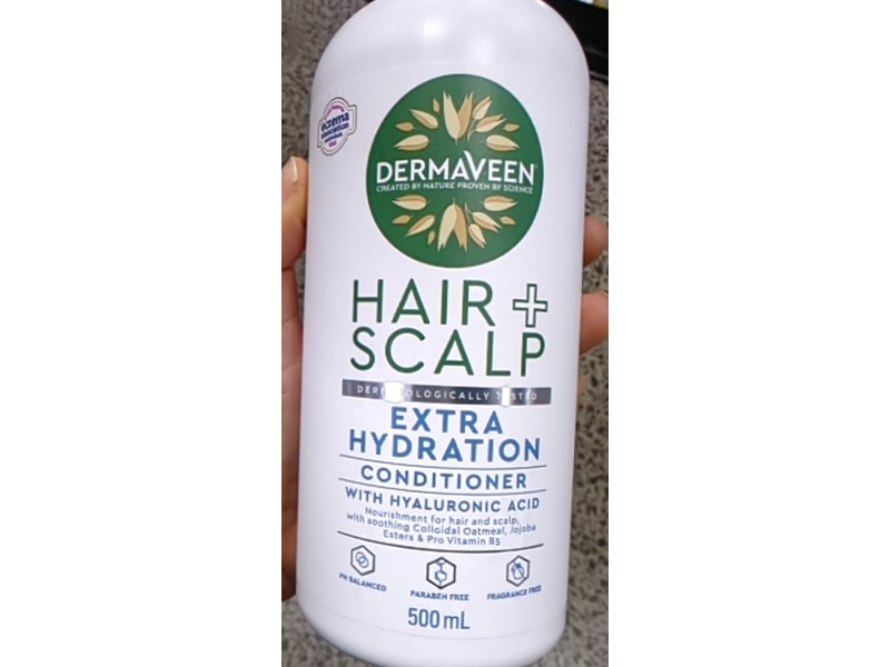 DermaVeen Hair + Scalp Extra Hydration Conditioner with Hyaluronic Acid, 500 mL