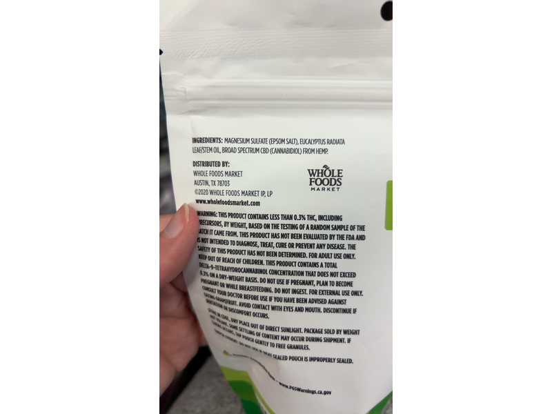 365 Whole Foods Market CBD Epsom Salt, Eucalyptus, 8 oz/227 g