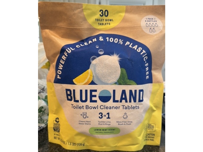 Blue Land Toilet Bowl Cleaner Tablets, Lemon Mint Scent, 25.4 oz/720 g, 30 Count