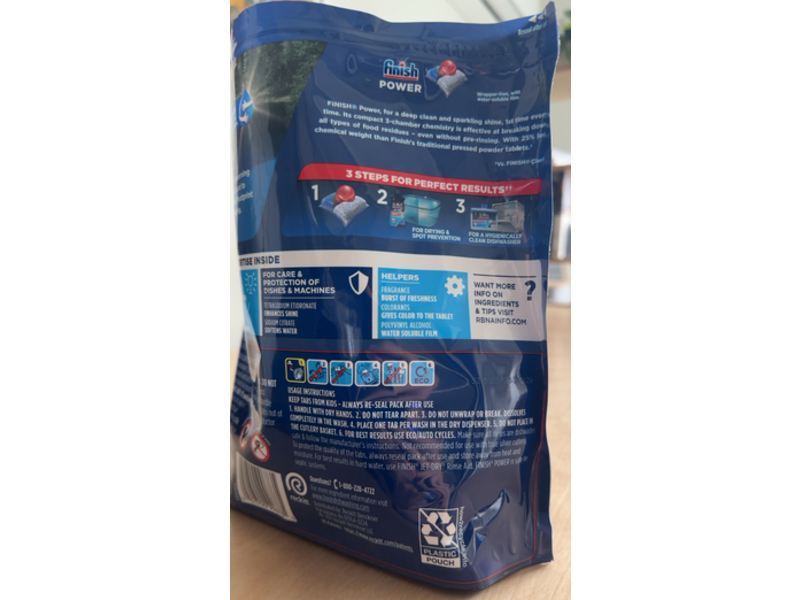 Finish Powerball Power Dishwasher Detergent, 30.8 oz/1 L, 76 Tabs