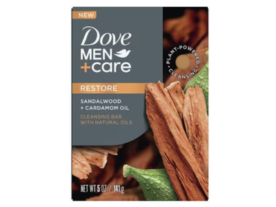 Dove Men + Care Restore Cleansing Bar, Sandalwood + Cardamom Oil, 5 oz/141 g, 4 Count