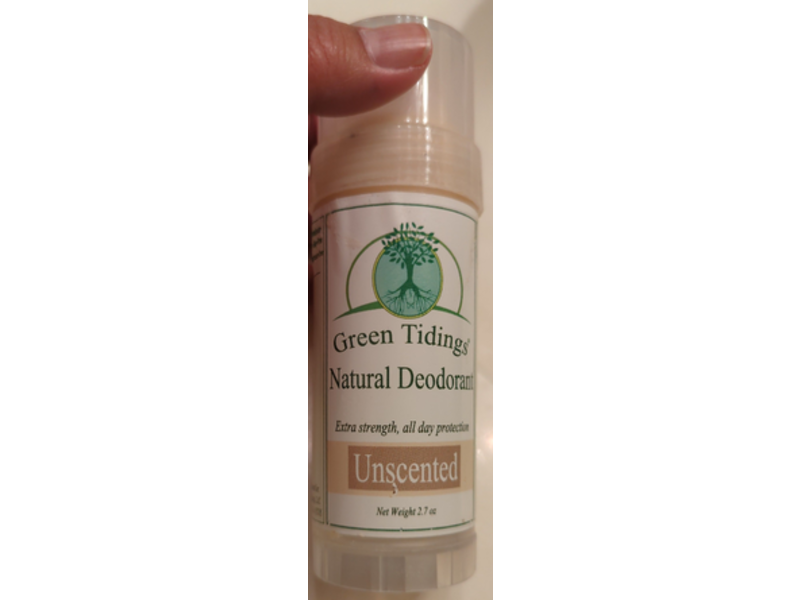 Green Tidings Natural Deodorant, Unscented, 2.7 oz