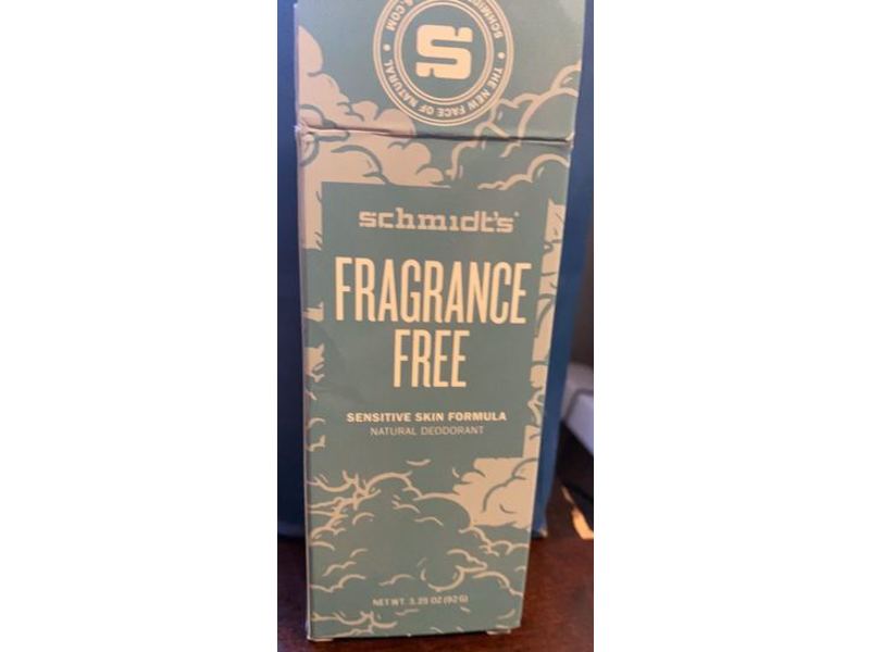 Schmidt's Natural Deodorant, Fragrance Free, Sensitive skin Formula, 3.25 oz/92 g, Pack Of 2