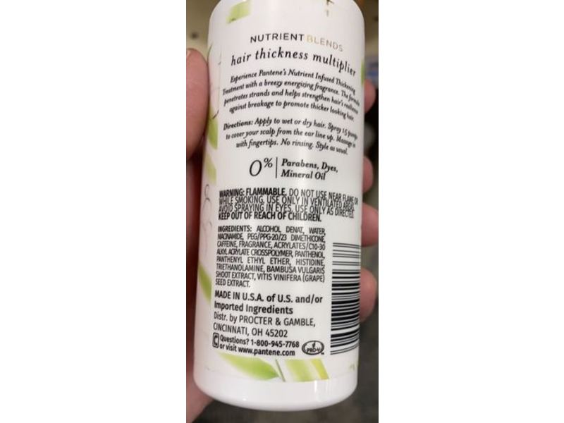 Pantene Hair Thickness Multiplier With Bamboo, Leave In Treatment, 3.7 fl oz/110 mL