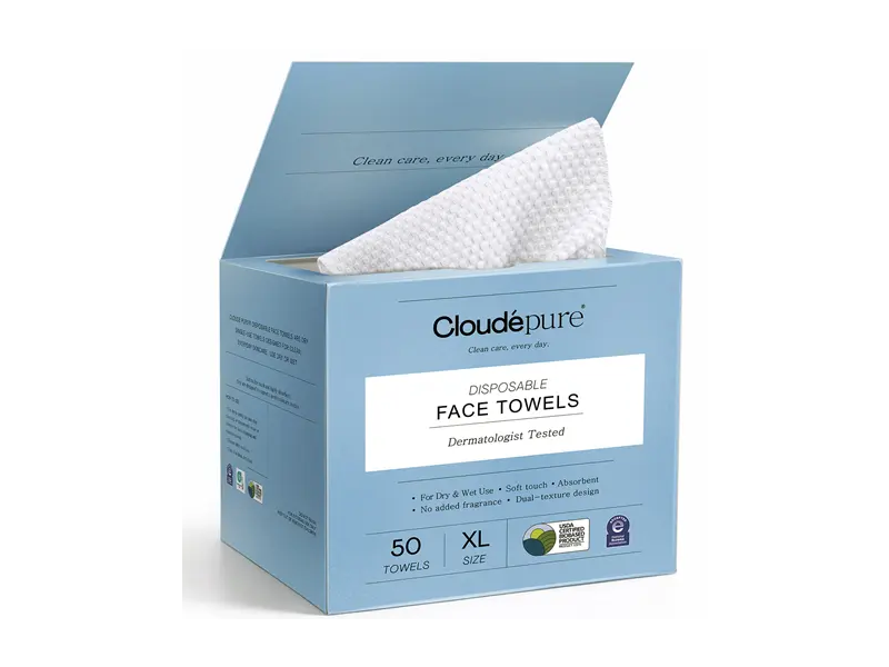 Cloudé Pure Disposable Face Towels, 50 Count