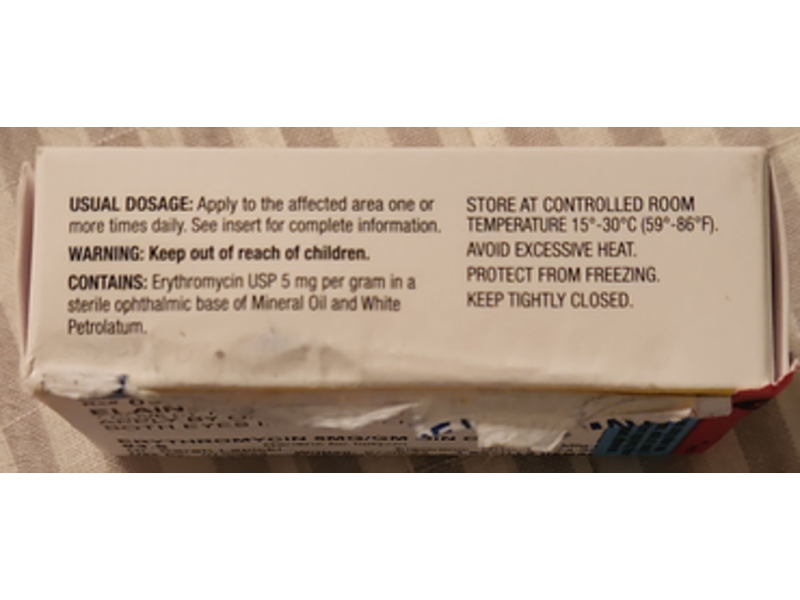 Erythromycin Ophthalmic Ointment USP, 3.5 g Perrigo