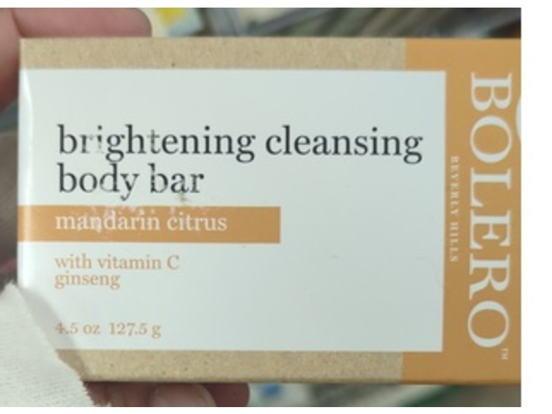 Bolero Beverly Hills Vitamin C Ginseng Brightening Cleansing Body Bar, Mandarin Citrus, 4.5 oz/127.5 g