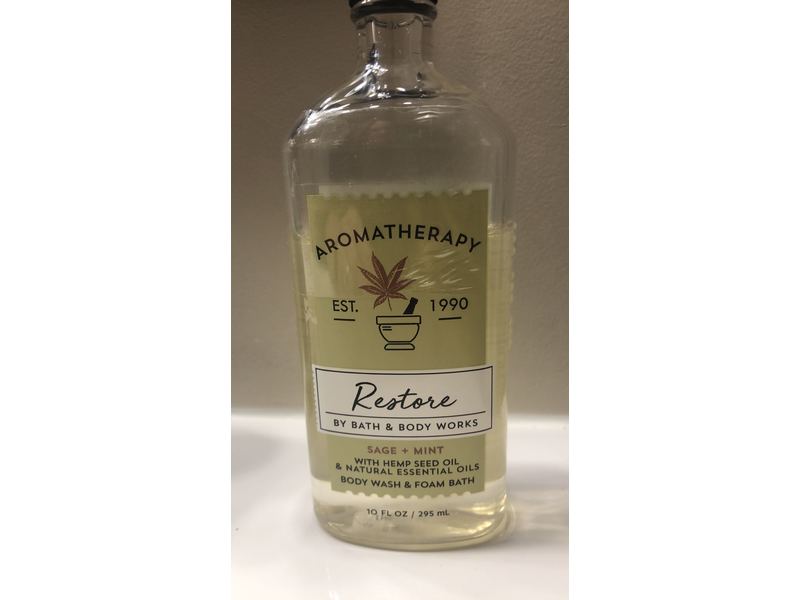 Bath & Body Works Aromatherapy Body Wash & Foam Bath, Restore, Sage Plus Mint, 10 fl oz / 295 mL