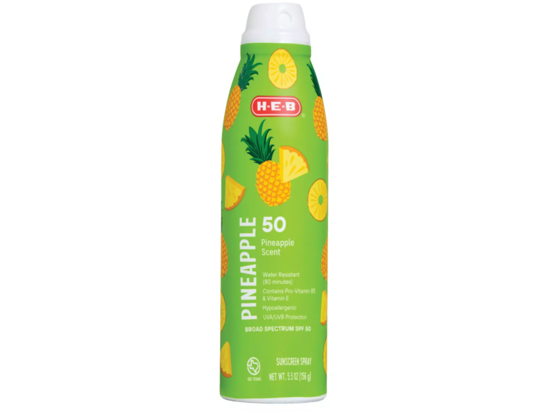 H-E-B Broad Spectrum Sunscreen Spray, SPF 50, Pineapple, 5.5 oz/156 g