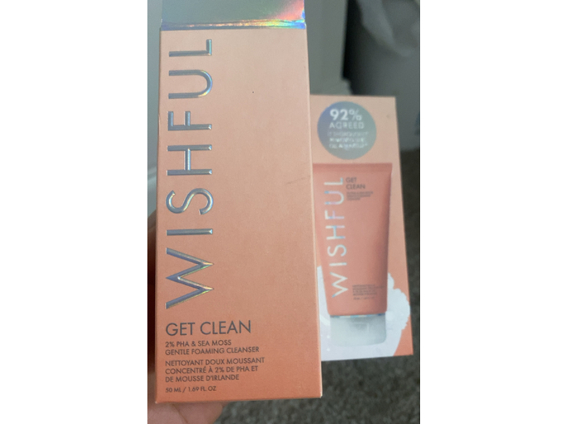 Huda Beauty Wishful Get Clean Gentle Foaming Cleanser, 2% Pha & Sea Moss, 1.69 fl oz/50 mL