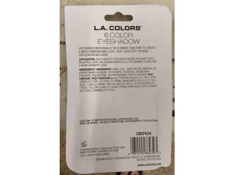 L.A. Colors 6 Color Eyeshadow, Almost Nude, 0.14 oz/4 g