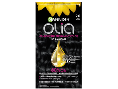 Garnier Olia Oil Powered Permanent Color, 2.0 Soft Black