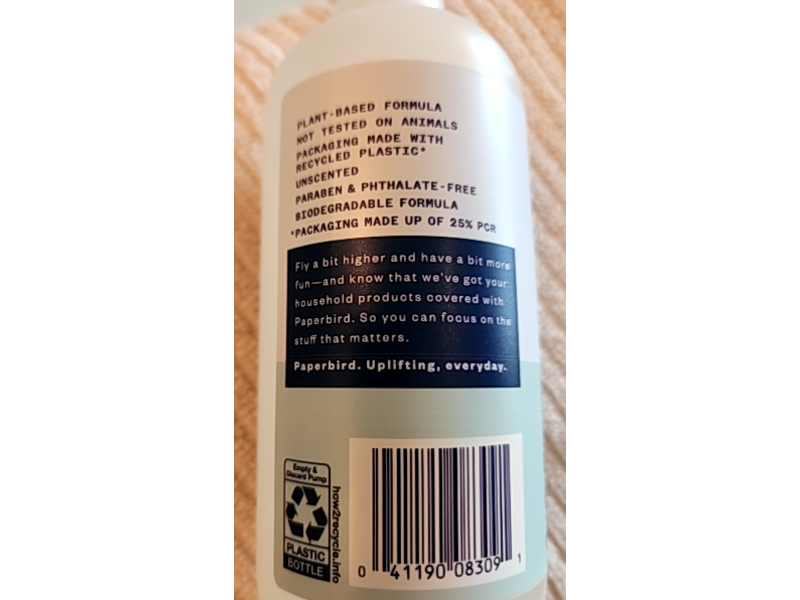 Paperbird Blue Liquid Hand Soap, Free & Clear, 12 fl oz/354 mL