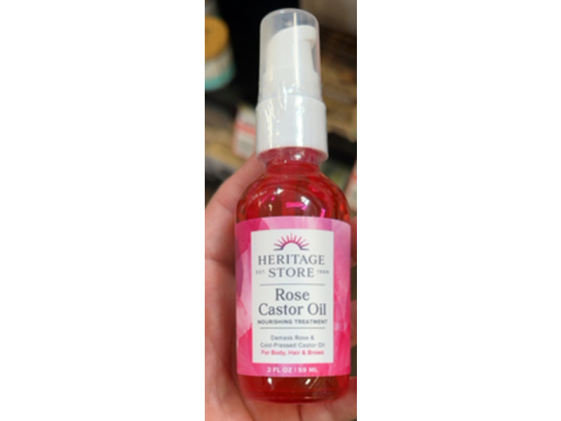 Heritage Store Rose Castor Oil Nourishing Treatment, Damask Rose & Cold-Pressed Castor Oil, 2 fl oz/59 mL