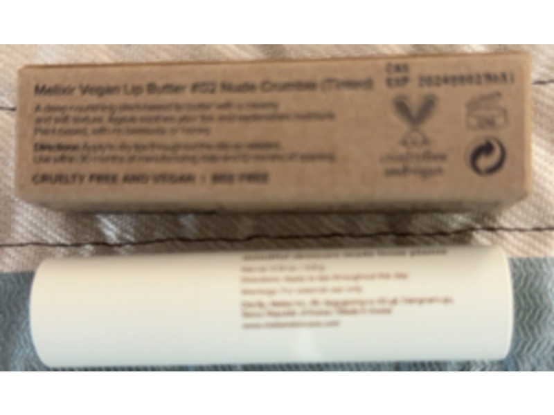 Melixir Vegan Lip Butter, 02 Nude Crumble, 0.13 oz/3.9 g