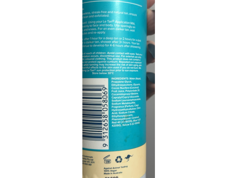 Le Tan Self Tanning Foam, Coconut Water, 200 mL