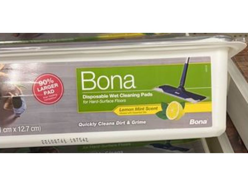 Bona Disposable Wet Cleaning Pads, Lemon Mint Scent, 12 Count