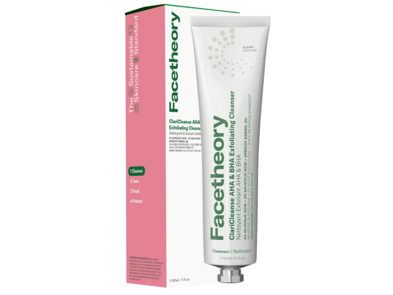 Facetheory Claricleanse AHA & BHA Exfoliating Cleanser, Clear Purifier, 5 fl oz/150 mL