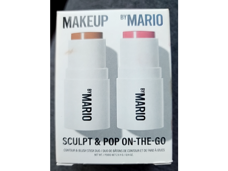 Makeup By Mario Sculpt & Pop On the Go Contour & Blush Stick Duo, Medium + Pale Petal, 0.14 oz/4 g