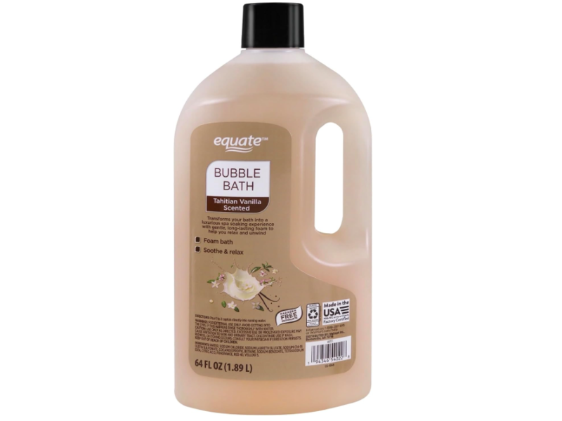 Equate Bubble Bath, Tahitian Vanilla Scented, 64 fl oz/1.89 L