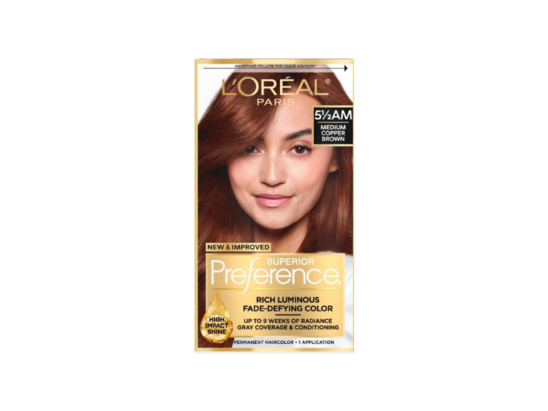 L'Oreal Paris Superior Preference Permanent Hair Color, Medium Copper Brown, 1 Application