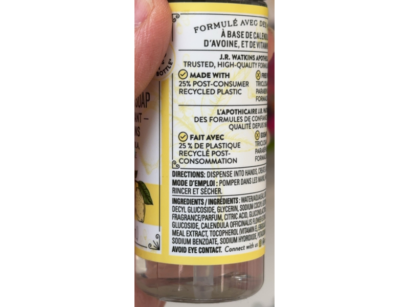 JR Watkins Foaming Hand Soap, Lemon, 1.6 fl oz/48 mL, Pack Of 6