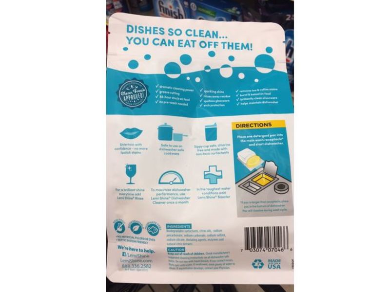 Lemi Shine Dishwashing Detergent, Powder + Gel Combo, 7.16 oz/203 g, 15 Pacs