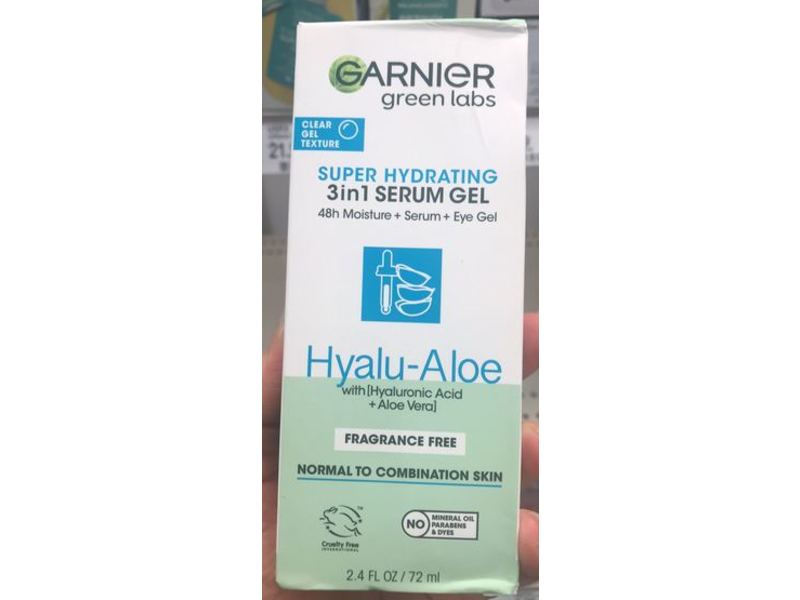 Garnier Green Labs Super Hydrating 3 In 1 Serum Gel, Hyalu-Aloe, Fragrance Free, 2.4 fl oz/72 ml