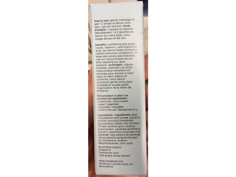 Cocokind Vitamin C Serum, Sea Grape Caviar, 1 fl oz/30 mL