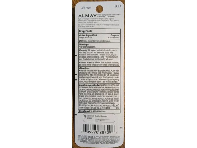 Almay Clear Complexion Concealer, 200 Light/Medium, 0.3 oz/9 mL