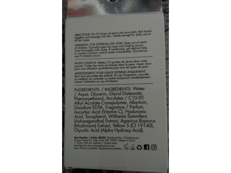 Aha Alpha Hydroxy Facial Serum, Ashwagandha + Mushroom, 1.69 fl oz/50 mL