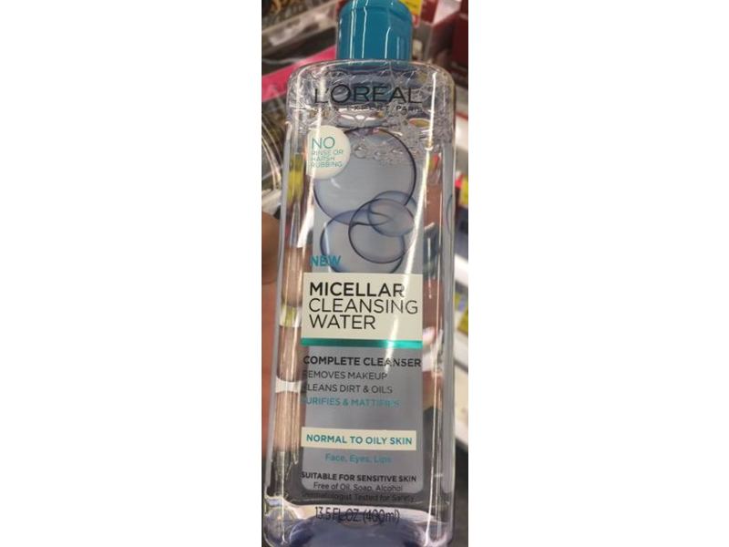 L'Oreal Paris Complete Cleanser Micellar Cleansing Water, Normal To Oily Skin, 13.5 fl oz/400 mL