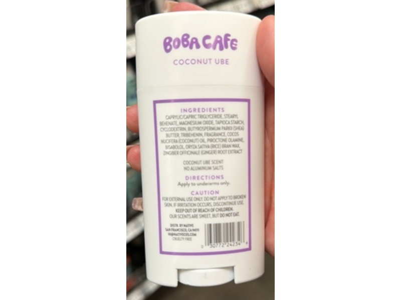 Native Deodorant, Boba Cafe, Coconut UBE, 2.65 oz/75 g, Pack Of 2