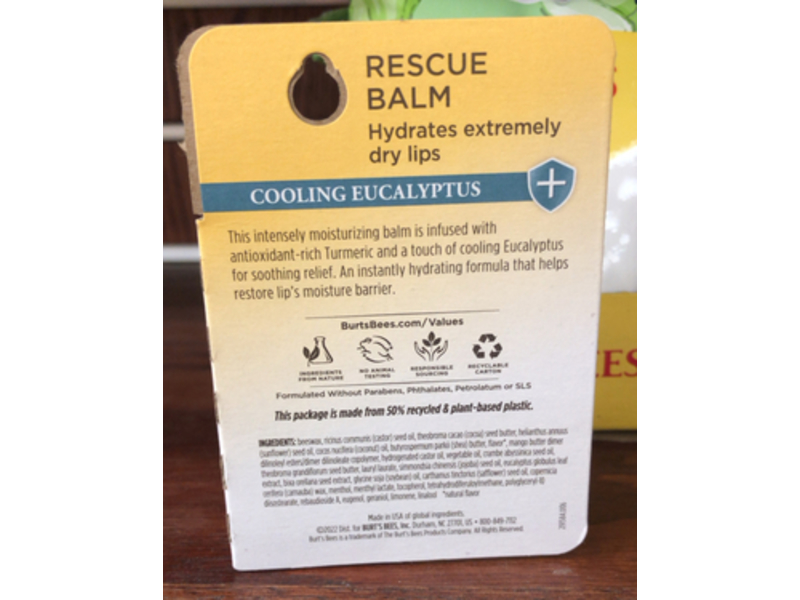 Burt's Bees Rescue Balm, Antioxidant-Rich Turmeric, 0.15 oz/4.25 g, Pack Of 2